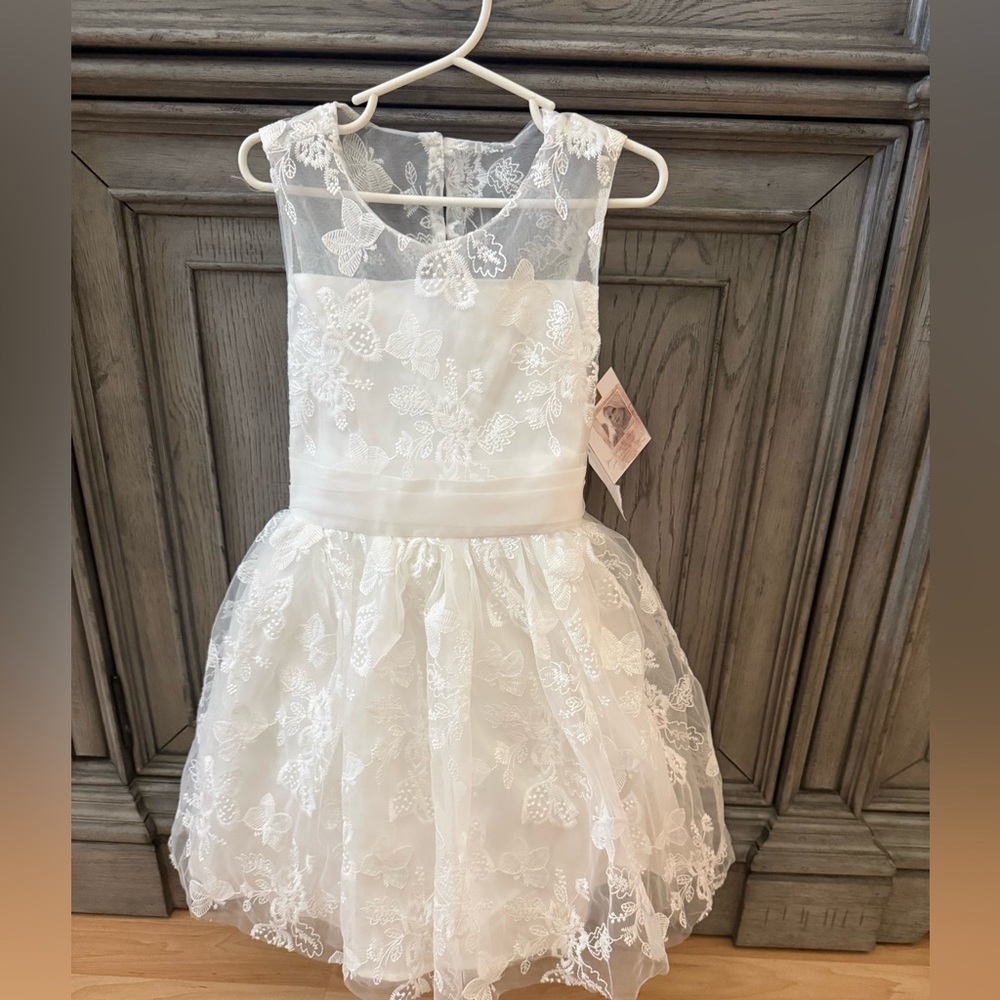 Jessica Simpson White Lace Kids Formal Dress